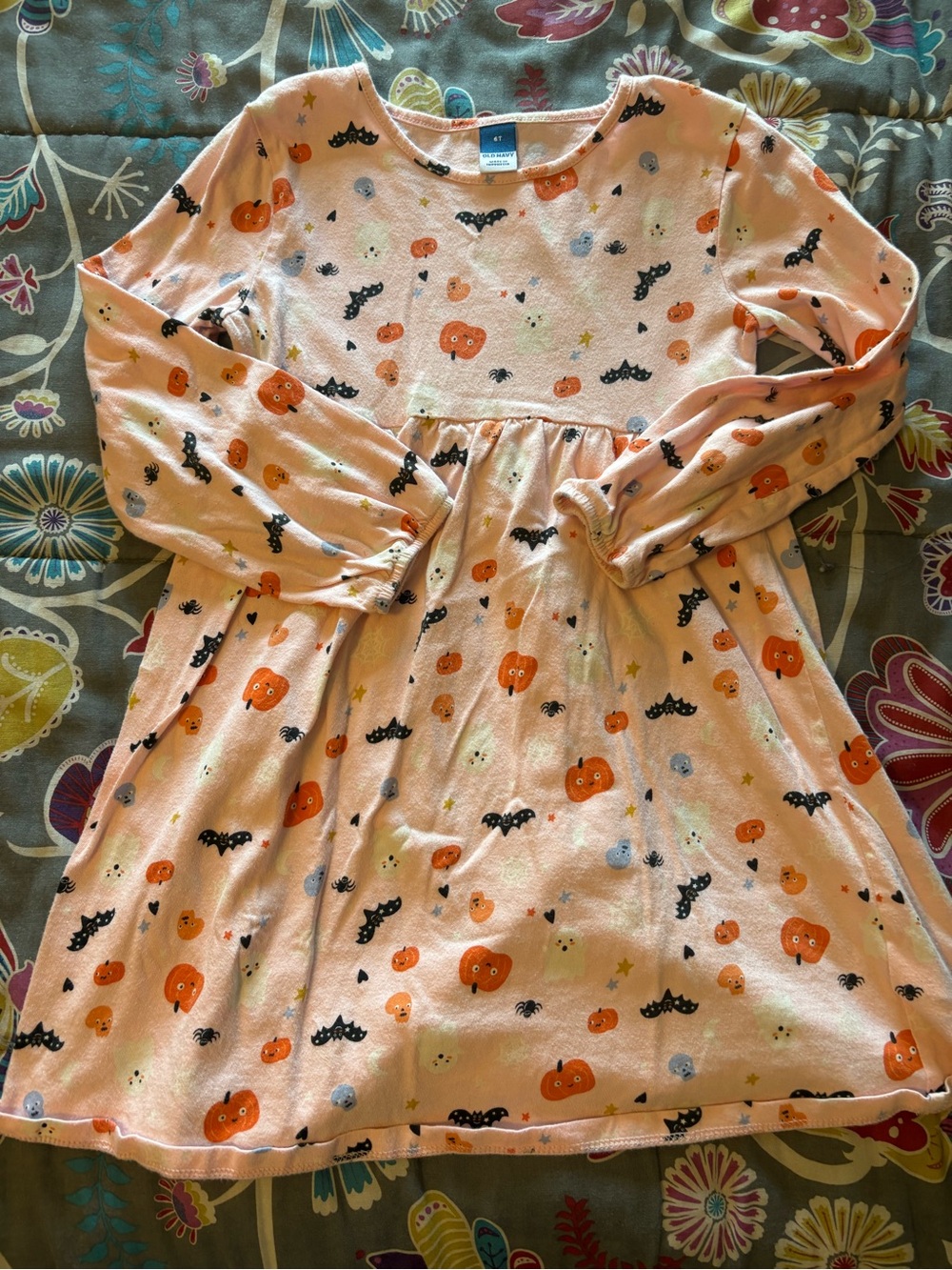 Old Navy Peach Halloween Bat & Pumpkin dress